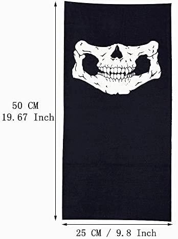 Siyah Renk Dikişsiz Çok Fonksiyonlu Çene Kafatası Yüz Maskesi Baf Buff Bandana Boyunluk Bileklik (3936)