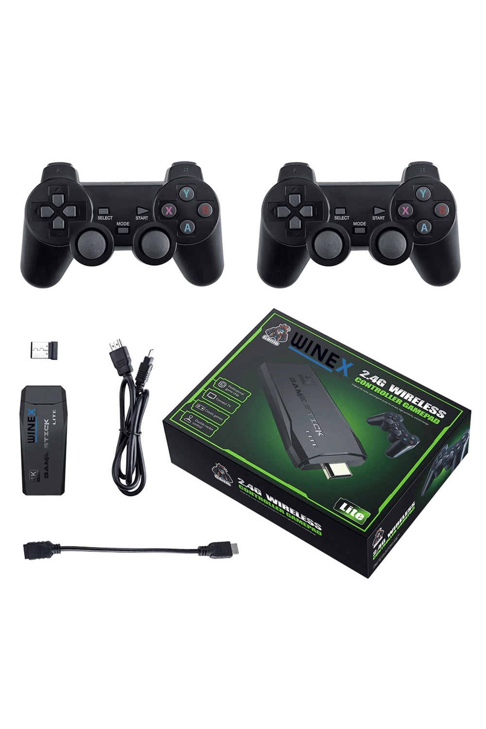 Siyah Retro Oyun Konsolu - 4K HD Çözünürlük ve 20000 Oyun İçeren Kablosuz Game Stick