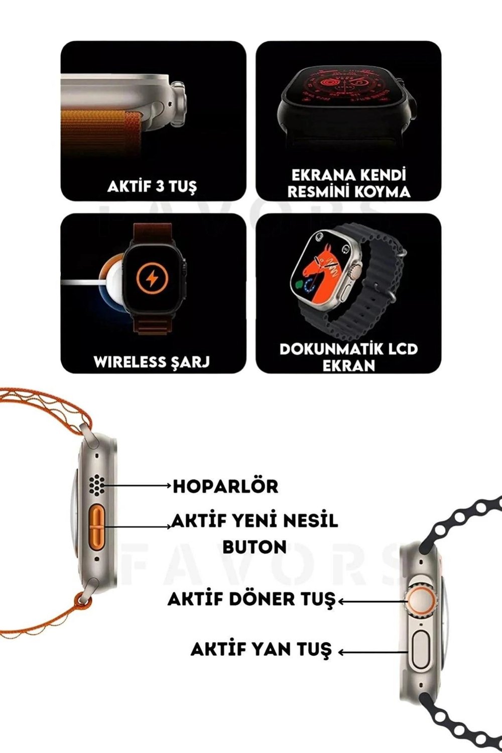 Siyah Silikon Kordonlu Akıllı Saat, Nabız ve Uyku Takibi Özellikli, Suya Dayanıklı Model