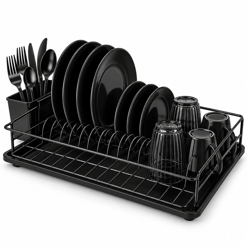 Siyah Tek Katlı Tabaklık - Bulaşıklık Bx40