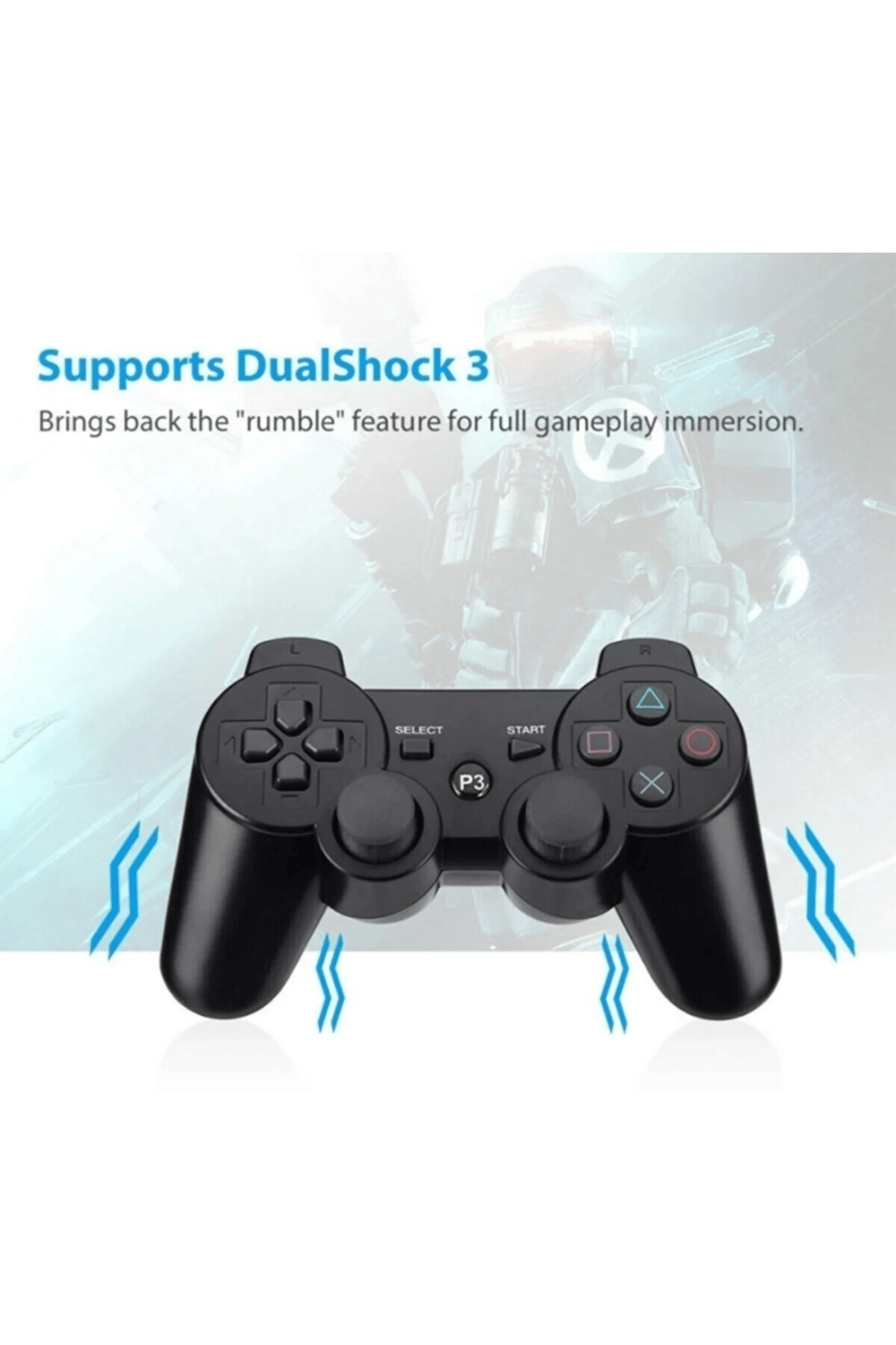 Siyah wireless joystick hızlı şarj özellikli Playstation 3 uyumlu 1 yıl garantili