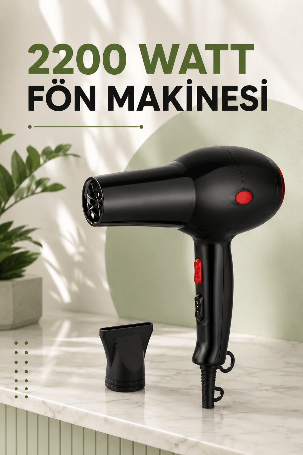Soğuk ve Sıcak Üfleme Özellikli AC Motorlu Saç Kurutma Makinesi