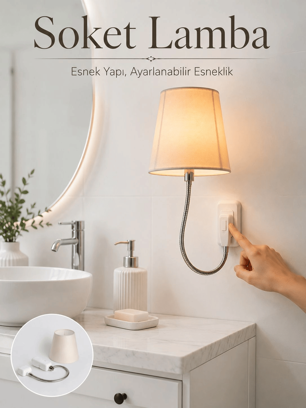Soket Tipi Ayarlanabilir Başlıklı Dekoratif Gece Lambası