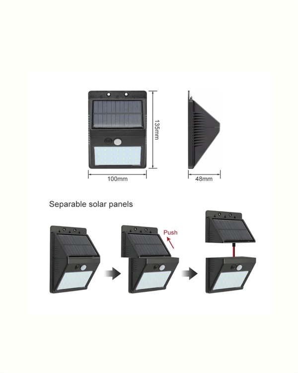 Solar Enerjili 20 LED Duvar Lambası | Hareket Sensörlü, Su Geçirmez, Kablo Gerektirmez