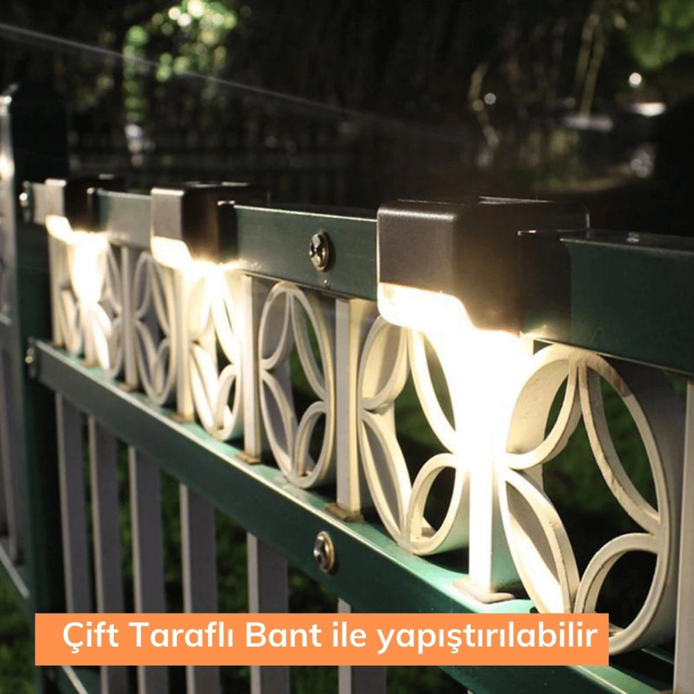 Solar Güneş Enerjili Şarj Edilen Köşebent Merdiven Veranda Bahçe Yolu Led Lamba Işık 4 Adet Bx40