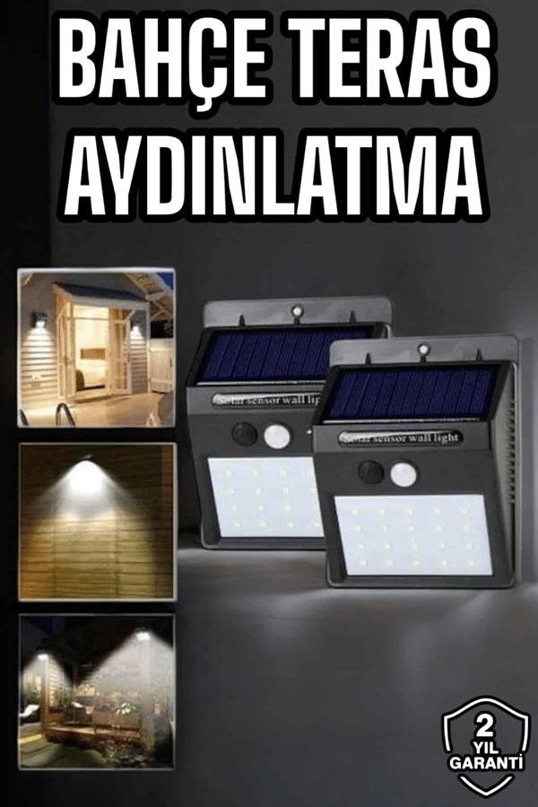 Solar Lamba Giriş, Bahçe Yol Avlu Hareket Sensörlü Led Parlak Gece Su Geçirmez
