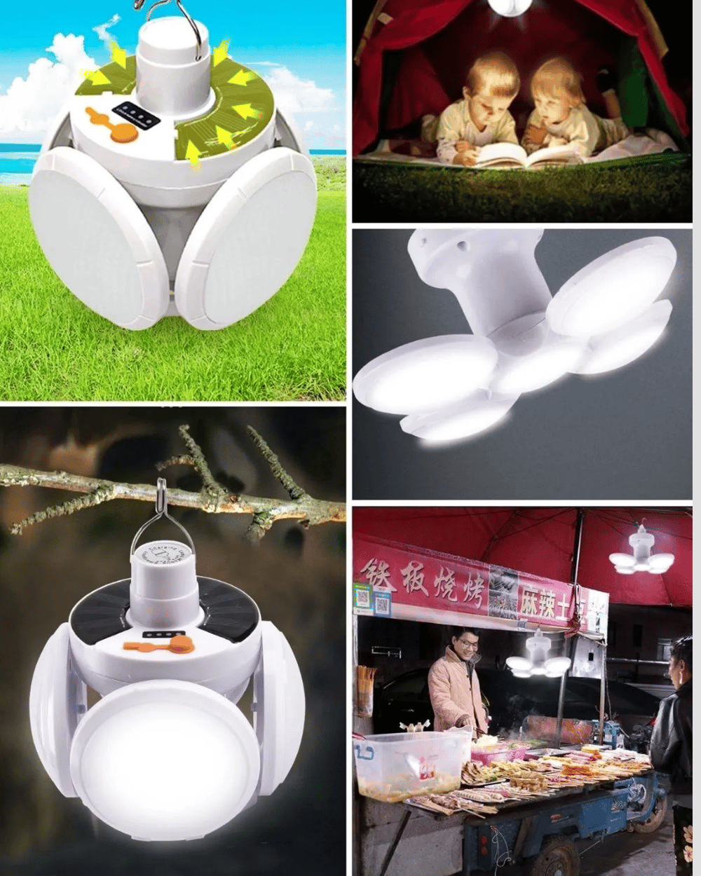Solar ve USB Şarjlı Su Geçirmez Katlanabilir LED Lamba