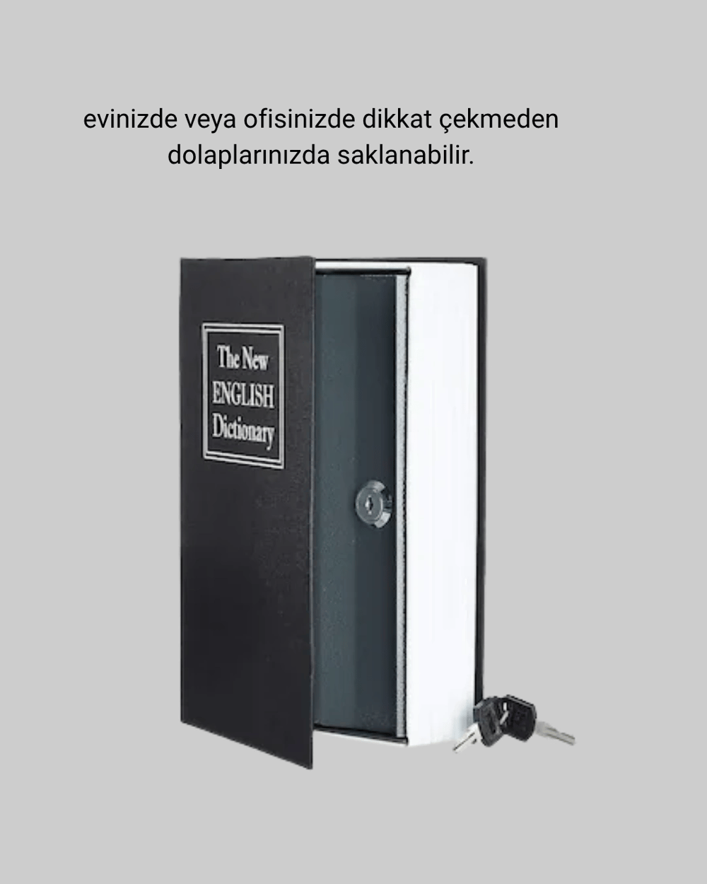 Sözlük Görünümlü Gizli Kitap Kasa – Anahtarlı Metal İç Kasa, Kompakt Boyut, Şık ve Güvenli Tasarım
