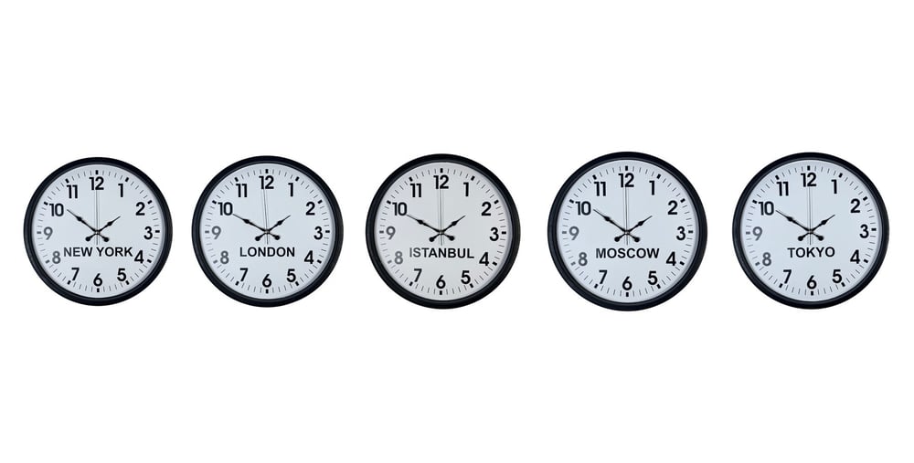 Standart Dünya Saatleri 5’li Siyah Set 36 cm