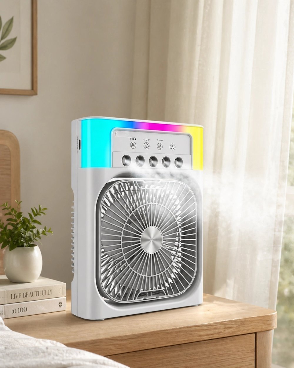 Su Buharlı Mini Klima Fan RGB Işıklı Taşınabilir Serinletici