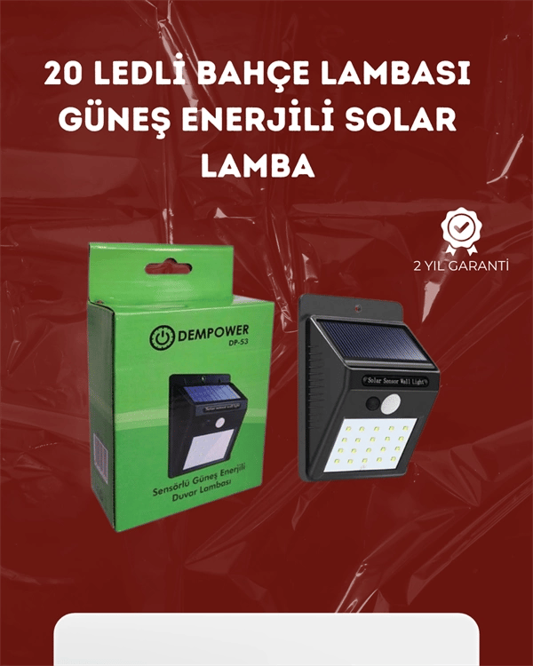 Su Geçirmez 20 LED Solar Aydınlatma | Dış Mekan için PIR Hareket Sensörü ile Akıllı Işık