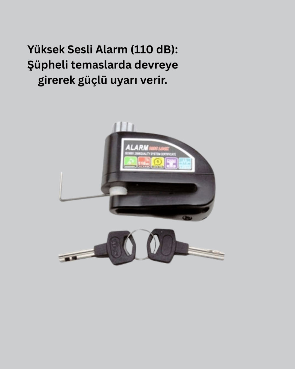 Su Geçirmez Alarm Disk Kilidi Motosiklet Scooter Bisiklet Güvenlik