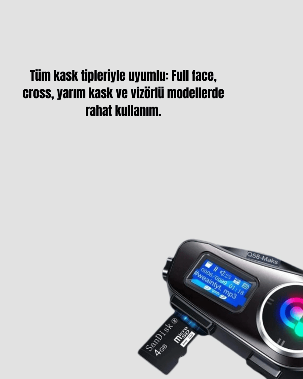 Su Geçirmez Bluetooth 5.3 Kask Kulaklığı 1000mAh Bataryalı