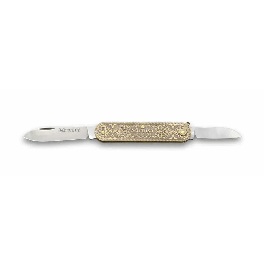 Sürbısa 61804 Pirinç İşlemeli Sürmene Çakısı 5,5 / 3,5 Cm - Çift Bıçaklı