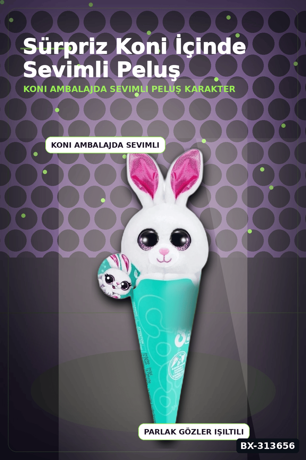 Sürpriz Bebekli Koni Peluş Coco 28 cm - 6 Karakterden Rastgele 1 Adet, 3+ Yaş Hediye BX-313656