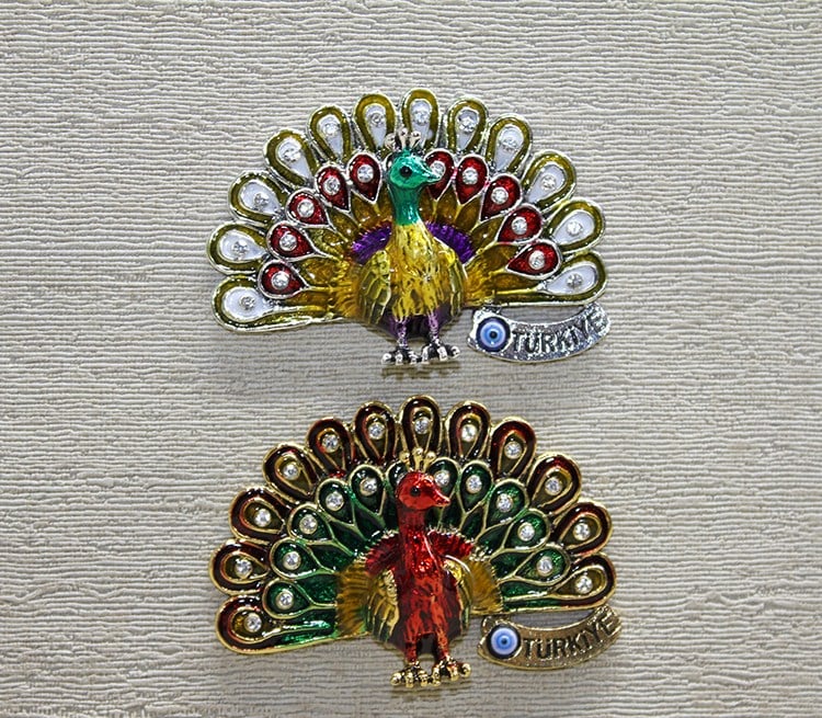 Swarovski Taşlı Tavuskuşu Magnet