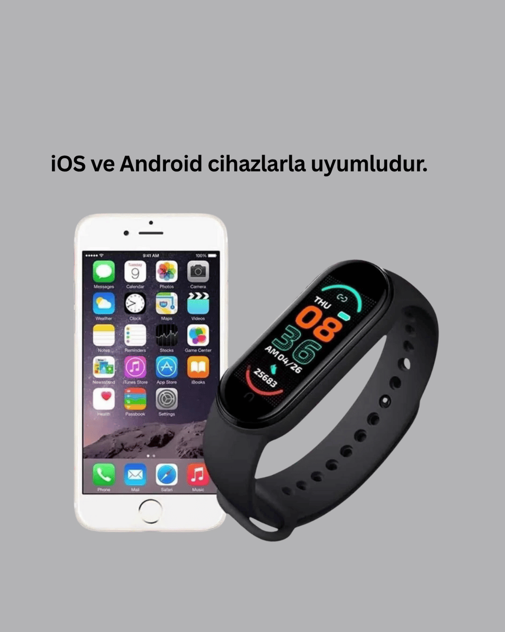 TPU ve Silikon Kordonlu Akıllı Bileklik – 20 Gün Bekleme Süresi
