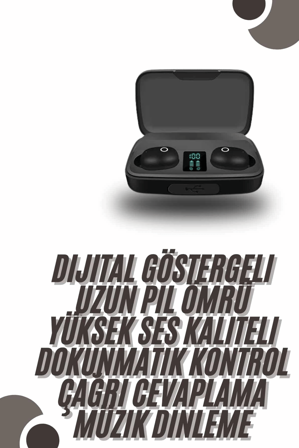 TWS Bluetooth Kulaklık 5.0 Bluetooth Bağlantılı Dokunmatik Kontrol Özelliği Yeni Nesil