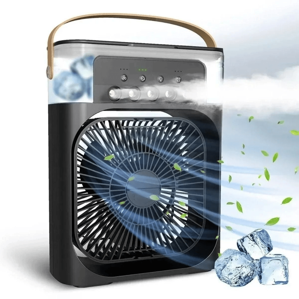 Taşınabilir 3 Farklı Mod Ayarlı 7 Farklı Led Işıklı Sulu Soğutmalı Taşınabilir Masaüstü USB Fan Vantilatör