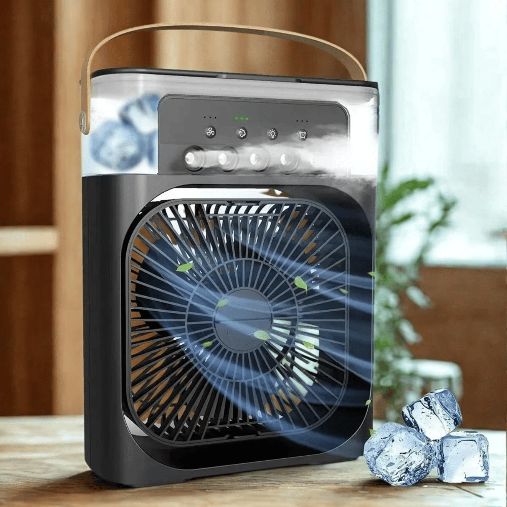 Taşınabilir 3 Farklı Mod Ayarlı 7 Farklı Led Işıklı Sulu Soğutmalı Taşınabilir Masaüstü USB Fan Vantilatör