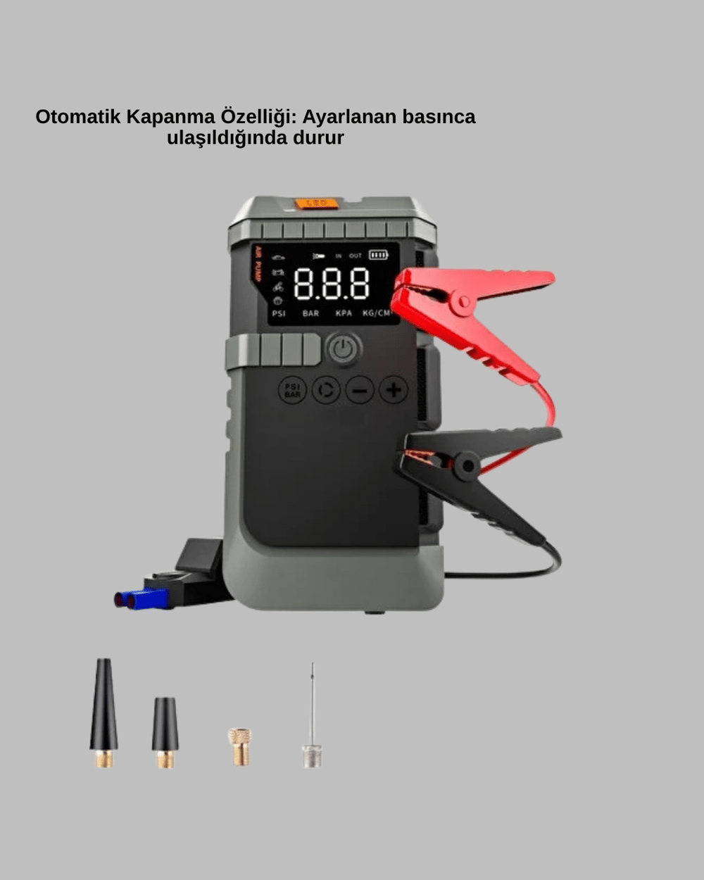 Taşınabilir Akü Takviye Cihazı Işıklı Hava Kompresörü Powerbank