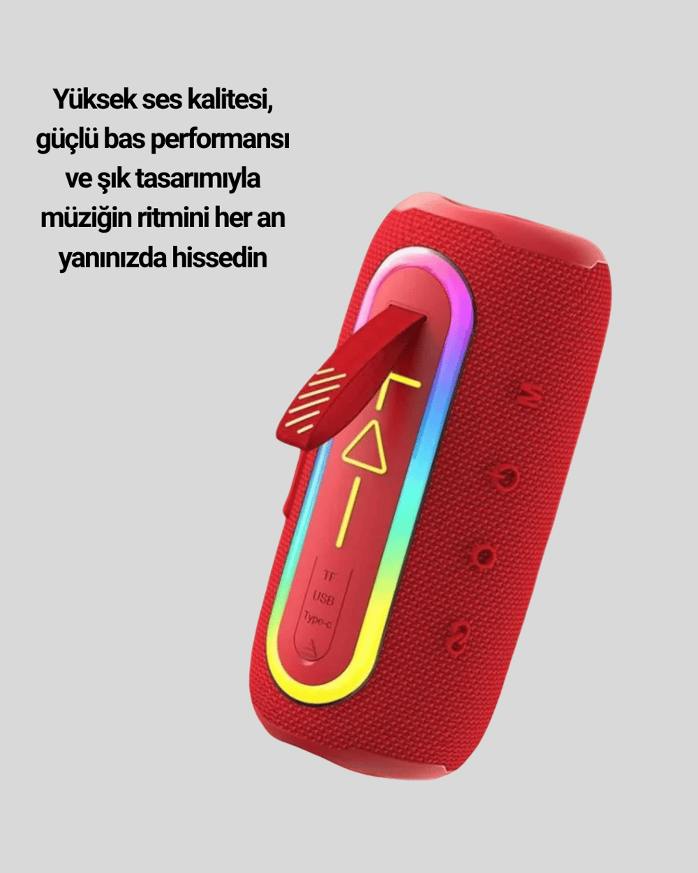 Taşınabilir Bluetooth Hoparlör Kırmızı IP67 Su Geçirmez Yeni Nesil
