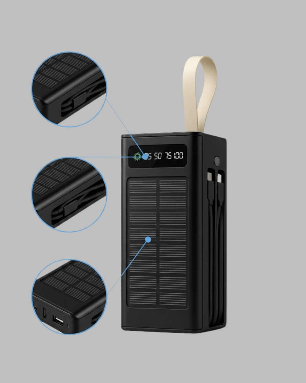 Taşınabilir Güneş Panelli Powerbank Çoklu Cihaz Şarj Destekli Yeni Nesil