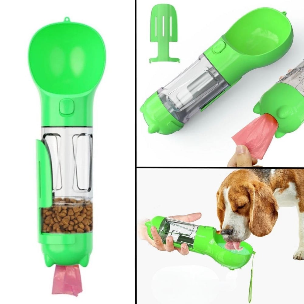 Taşınabilir Hazneli Mama Kaplı ,Kaka Poşetli Kedi,Köpek Suluğu-300ml (3936)