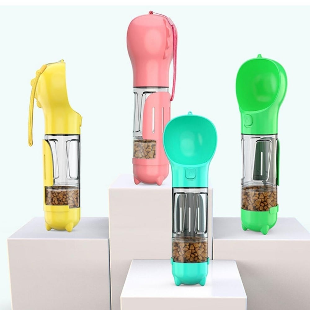 Taşınabilir Hazneli Mama Kaplı ,Kaka Poşetli Kedi,Köpek Suluğu-300ml (3936)