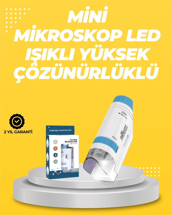 Taşınabilir LED Işıklı Cep Mikroskop – 80X–200X Büyütme