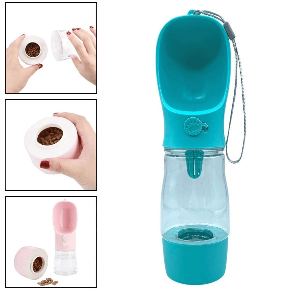 Taşınabilir Mama Hazneli Evcil Hayvan Suluğu Seyahat Kabı Kilitlenebilen Su Sızdırmaz 380ml Bx40