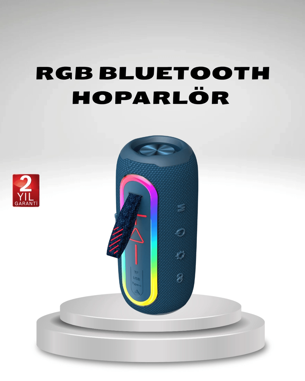 Taşınabilir Mini Bluetooth Hoparlör Güçlü Ses ve Şık Kırmızı Tasarım