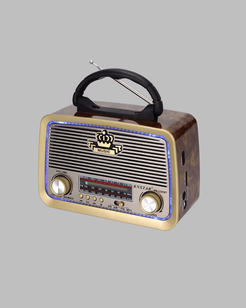 Taşınabilir Nostalji Radyo Bluetooth USB AUX Girişli