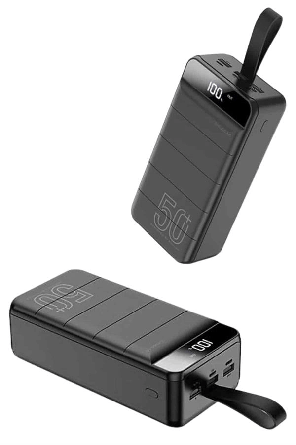 Taşınabilir Powerbank 50.000 mAh 4 Girişli Hızlı Şarj Led Göstergeli Fenerli Şarj
