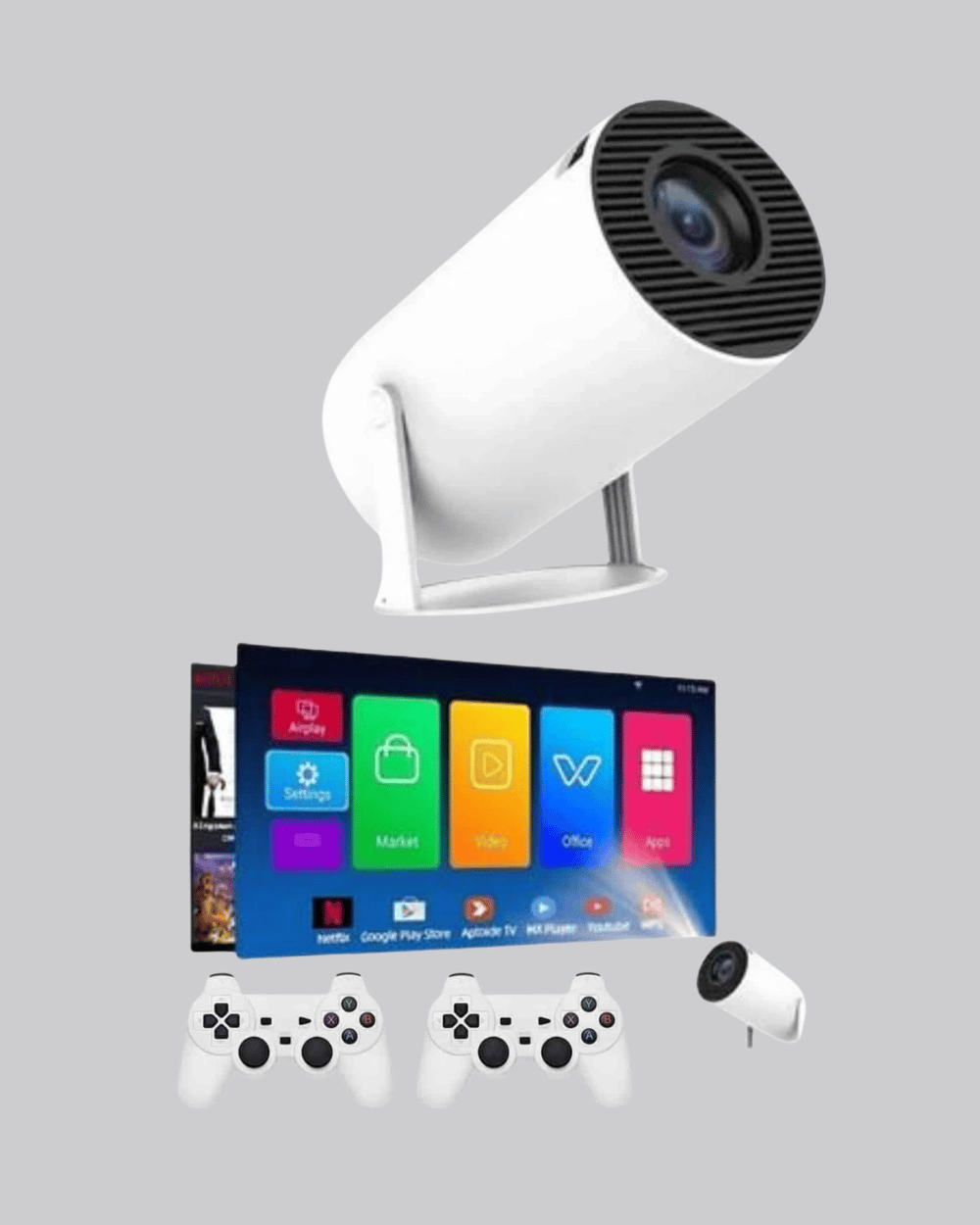 Taşınabilir Projeksiyon Cihazı 4K Destekli Wi-Fi Kablosuz Ekran Yansıtma