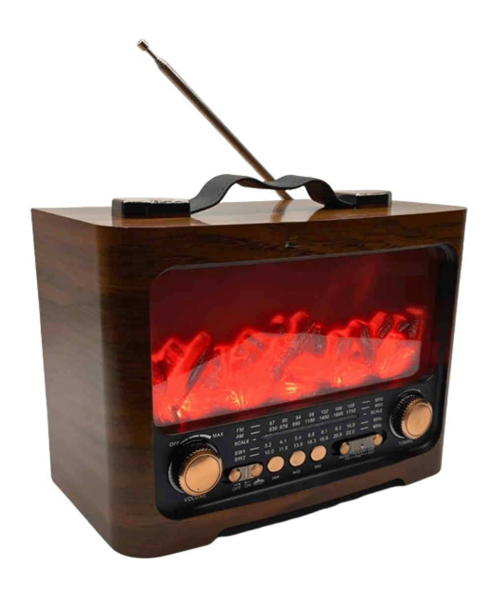 Taşınabilir Şömine Efektli Bluetooth Hoparlör FM Radyo LED Işıklı Müzik Çalar