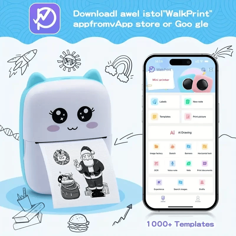 Taşınabilir Yazıcı, Mini Cep Kablosuz Termal Yazıcı Android İos Akıllı Telefonlar İçin Uygun, Bt Mürekkepsiz Baskı, Etiketler, Fişler, Fotoğraflar, Notlar, Öğrenme Bx40