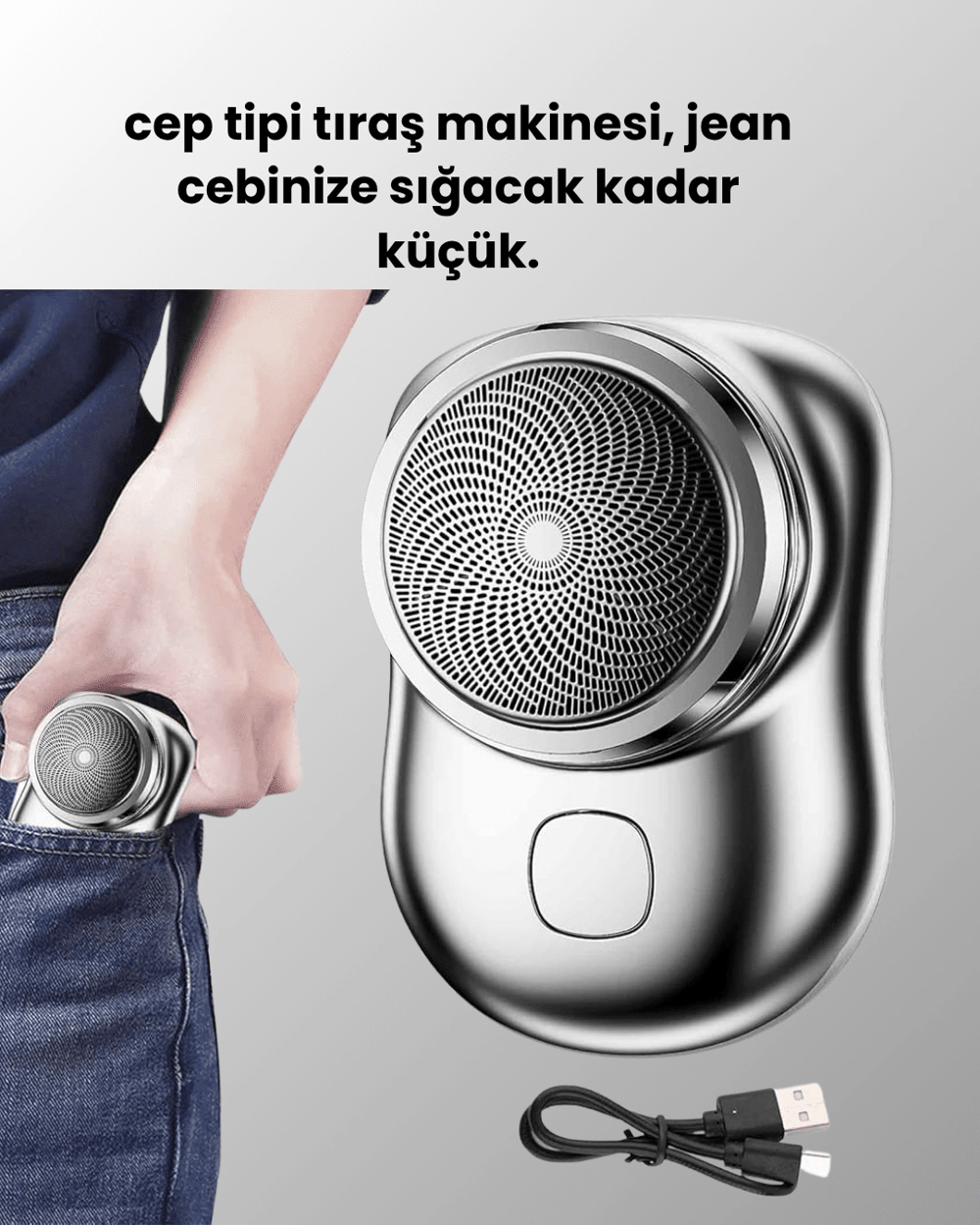 Taşınabilir, cep boyunda, şarjlı elektrikli tıraş makinesi