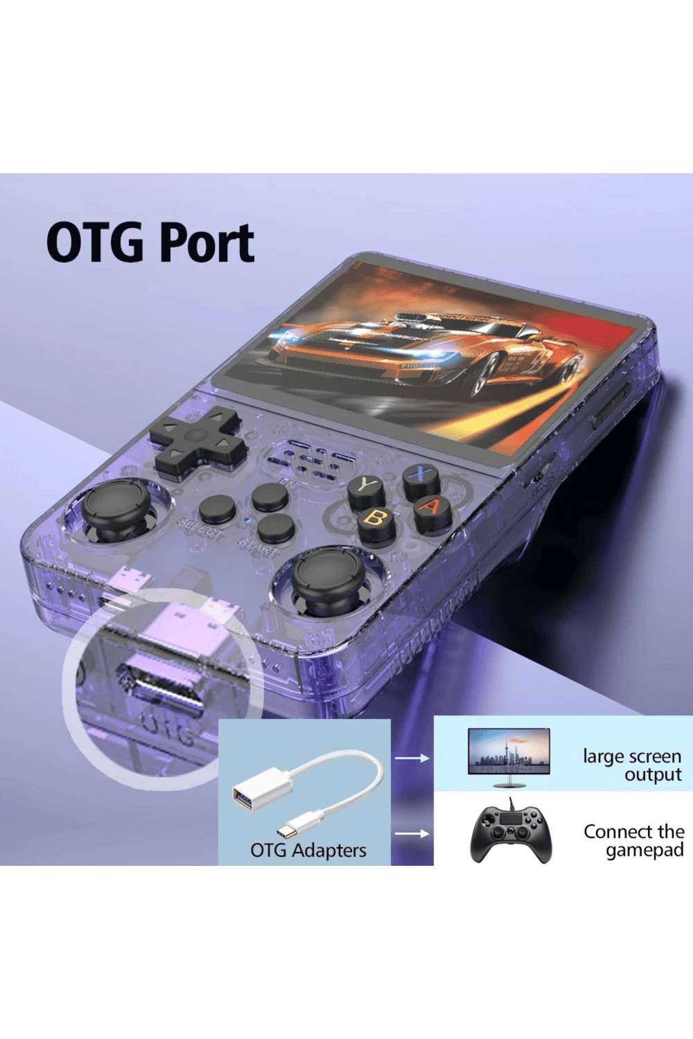 Taşınabilir mini oyun konsolu 3,5 inç IPS ekran oyunlu gri Bluetooth yok - Elektronik