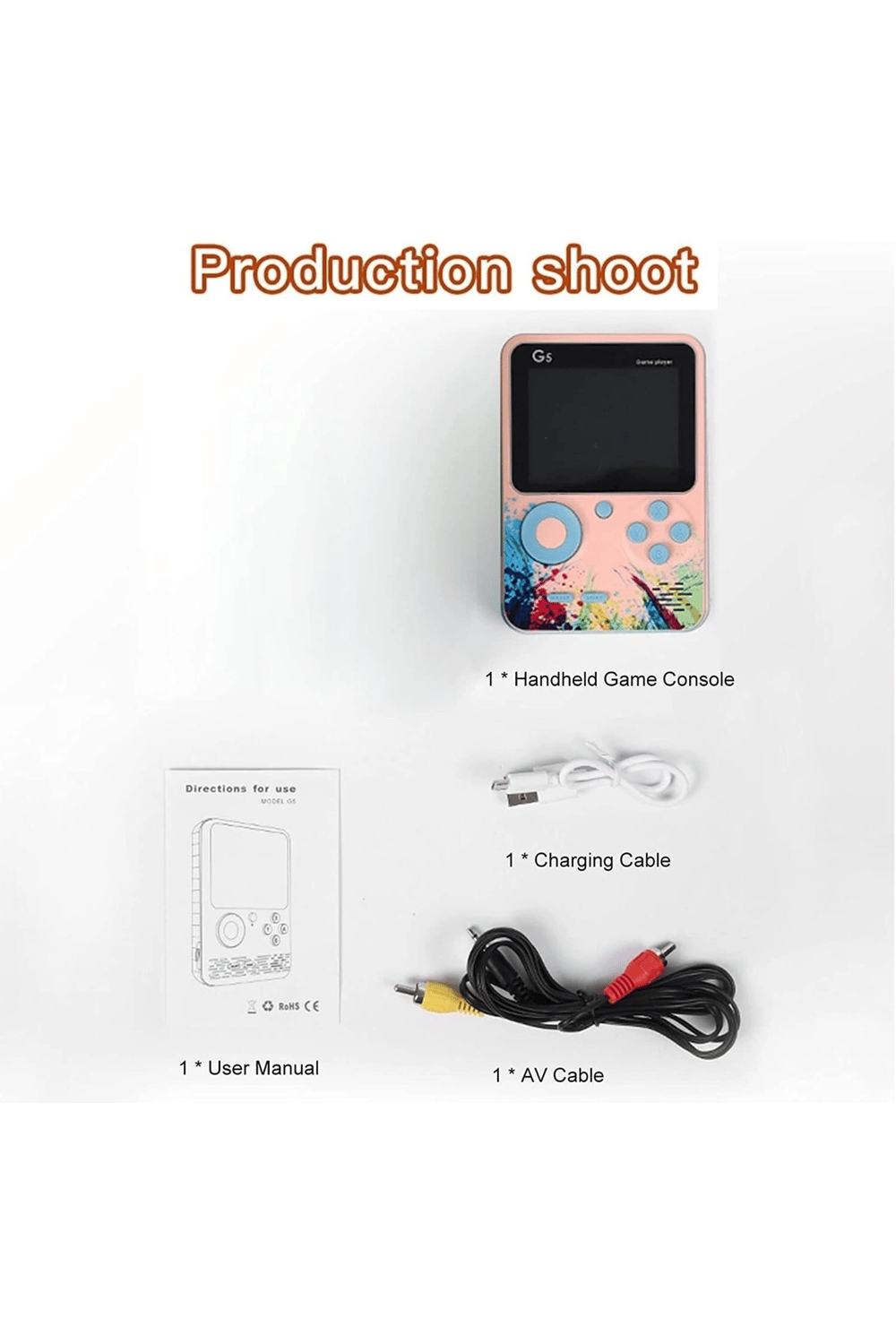 Taşınabilir mini oyun konsolu 500 oyunlu pembe renk bluetooth özelliği yok - Elektronik