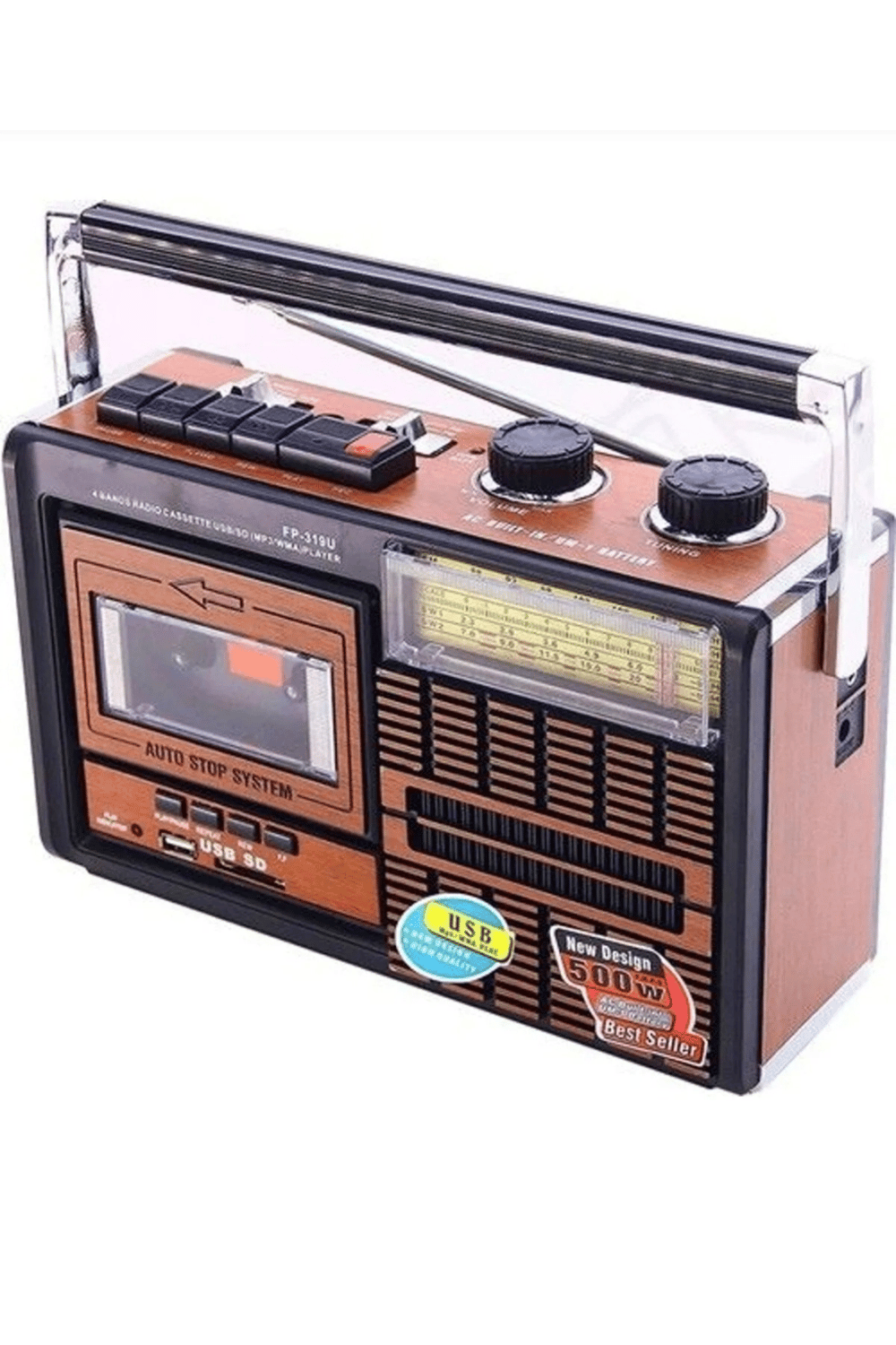 Taşınabilir nostaljik radyo USB kart FM radyo kaset çalar Bluetooth kırmızı 2 yıl garantili