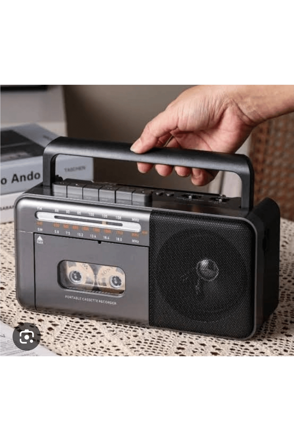 Taşınabilir nostaljik radyo kaset çalar FM radyo USB MP3 çalar Bluetooth hoparlör gri