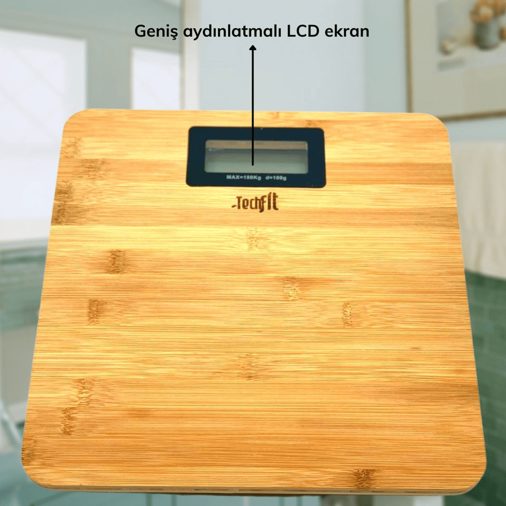 Techfit Bambu Banyo Baskülü Yüksek Hassasiyetli Darbelere Dijital Dayanıklı Terazi Tf 1065 Max 180kg Bx40