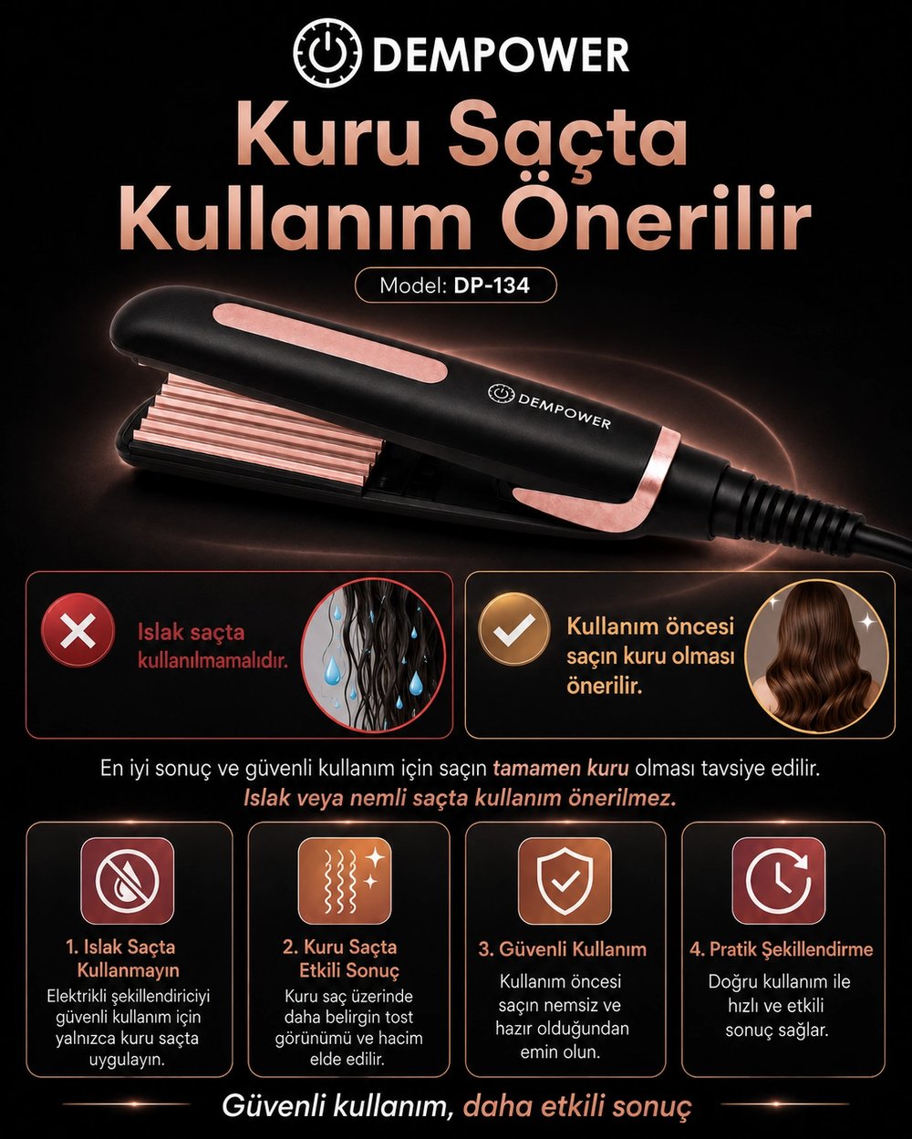 Tek Seferlik Şekillendirme İçin Saç Tost Makinesi ve Kalıcı Görünüm Veren Saç Şekillendirici
