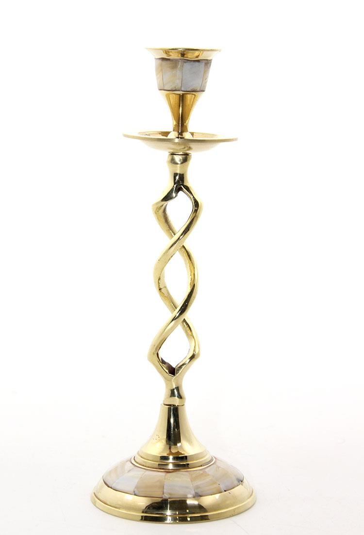 Tekli Pirinç Sedefli Şamdan Model 2