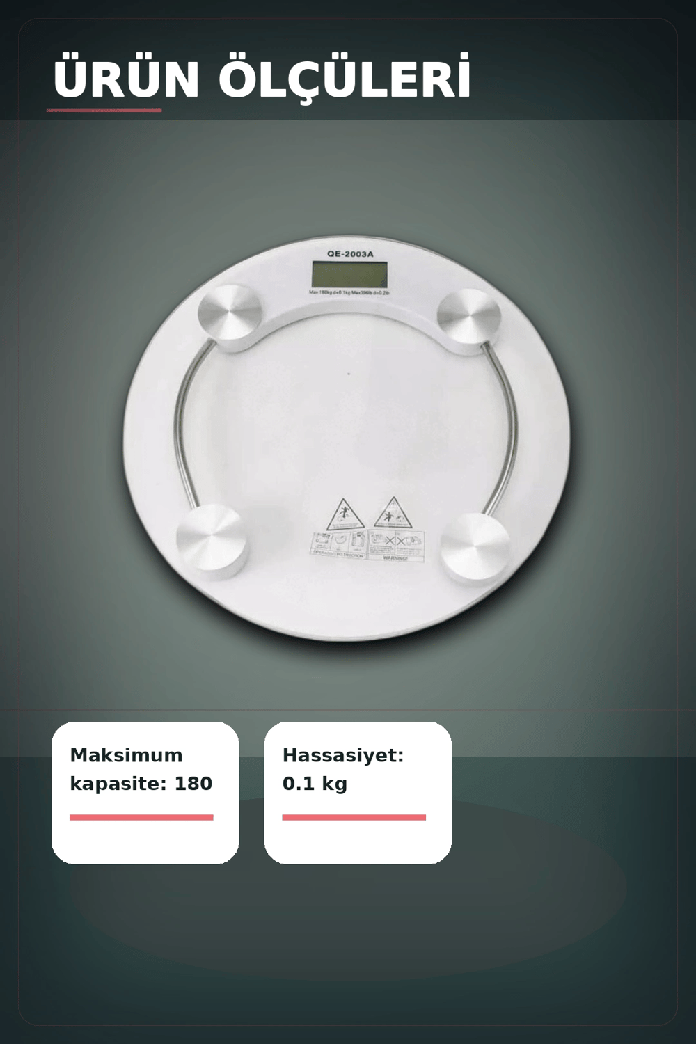 Temperli Cam 180 Kg Kapasiteli Dokunmatik Baskül - Şeffaf Dijital Tartı, Ev Kullanımı BX-313434