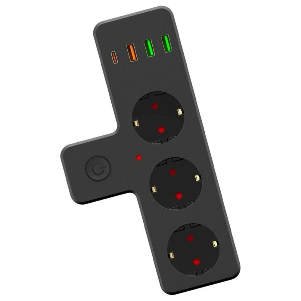 Termal Akım Korumalı 3 Adet Soket,3 Adet Usb Ve 1 Adet Type-c Girişli 20w Priz Model 3397 Bx40