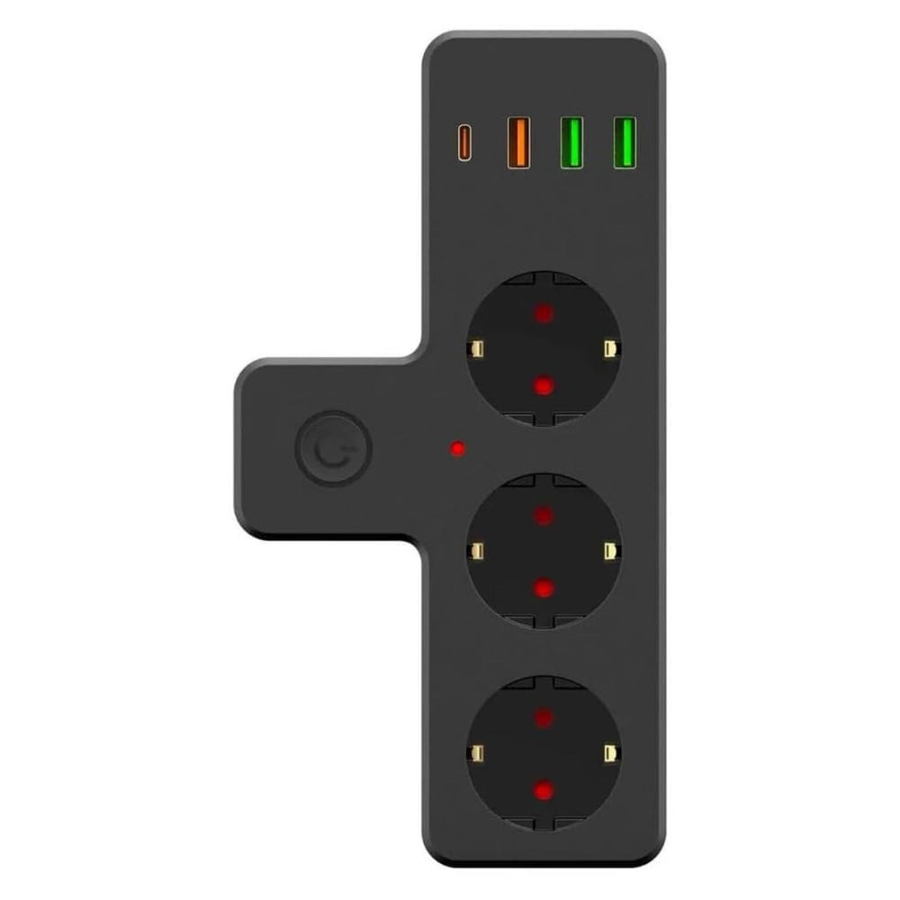 Termal Akım Korumalı 3 Adet Soket,3 Adet USB ve 1 Adet Type-C Girişli 20w Priz Model 3397 (3936)