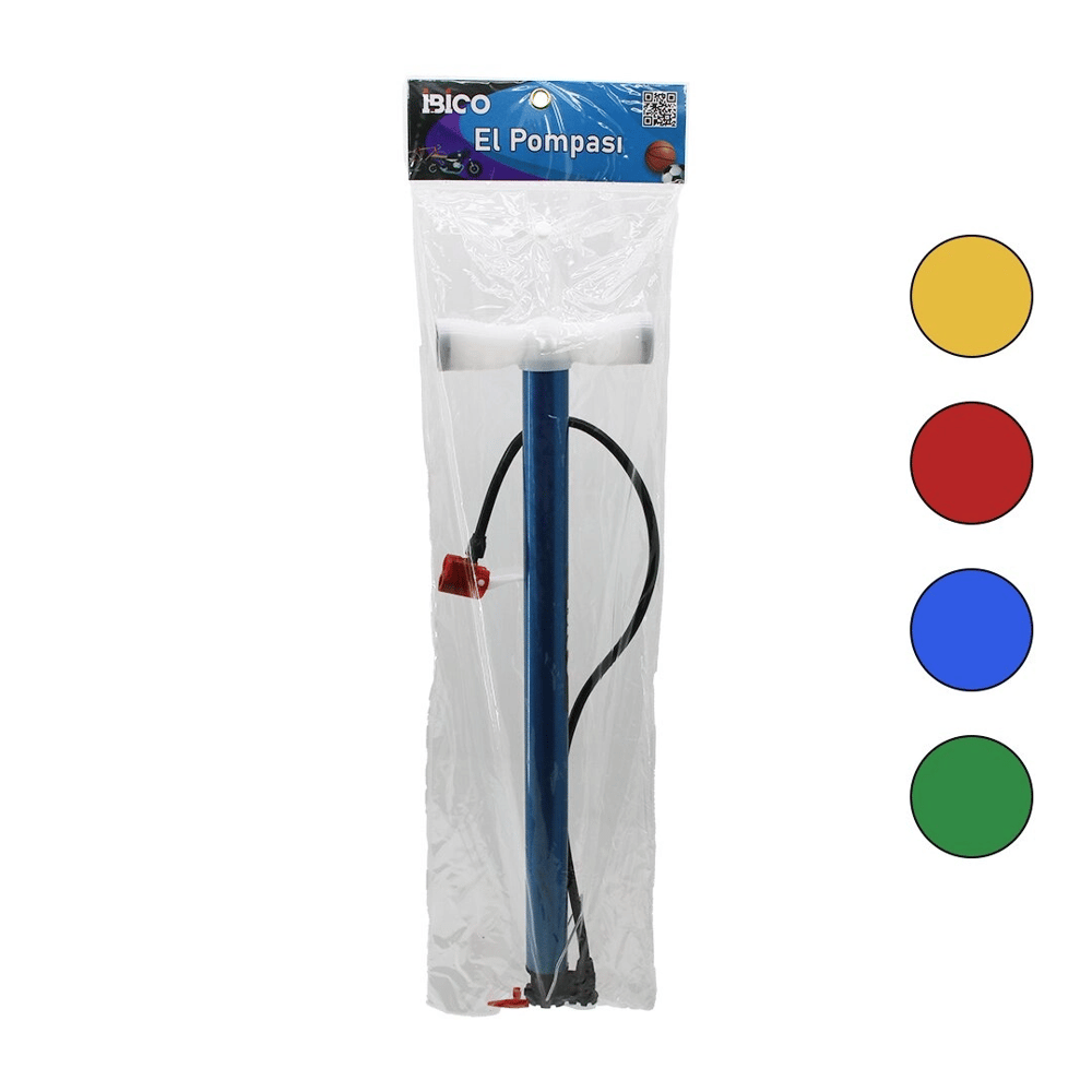 Ters Basmalı Metal Gövde Plastik Kol İran El Pompası 55cm Top - Bisiklet - Motor Ayaklık Aparatlı Bx40