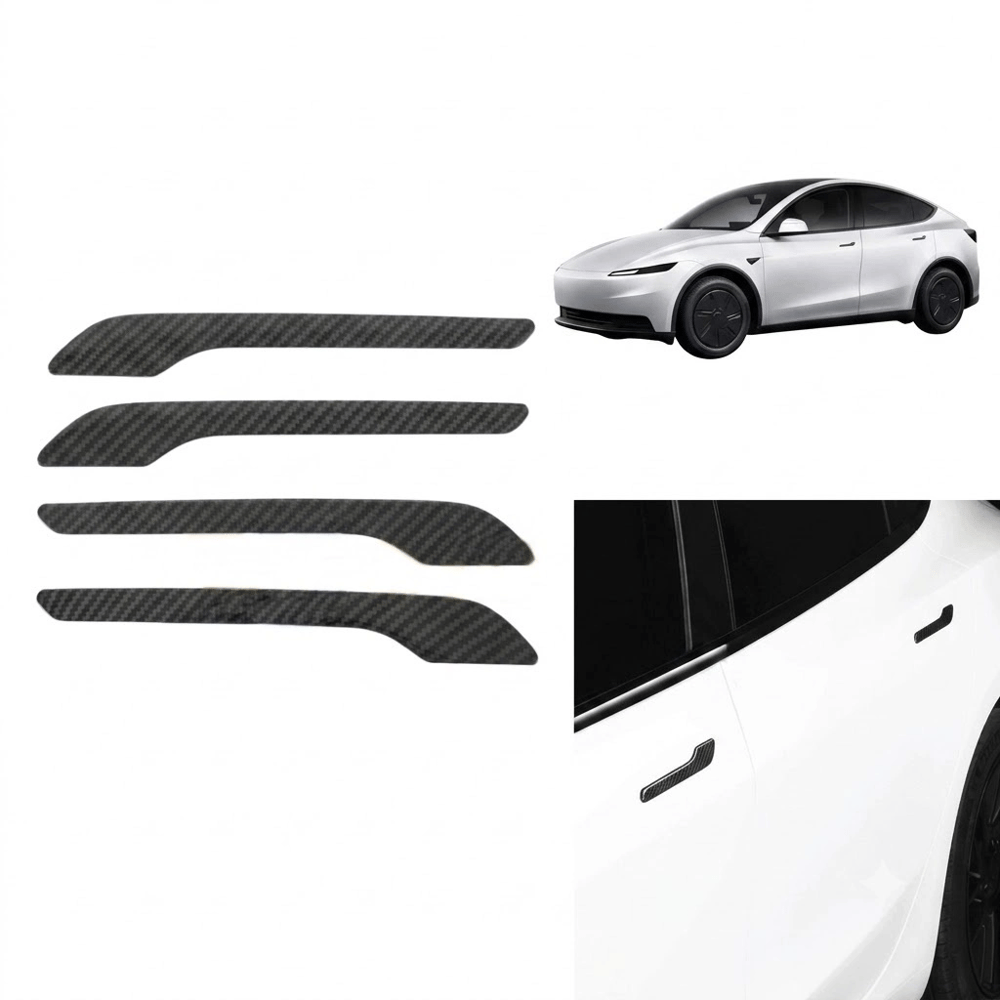 Tesla Model 3 Y Uyumlu Karbon Dış Kapı Kolu Koruyucu Kaplama Seti 4 lü Siyah